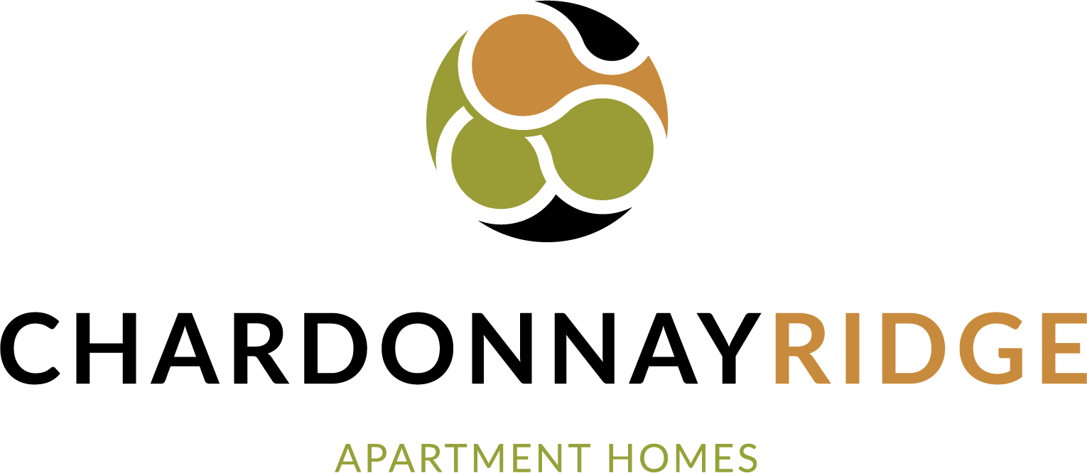 Chardonnay Ridge Logo. Black, orange and green colors.